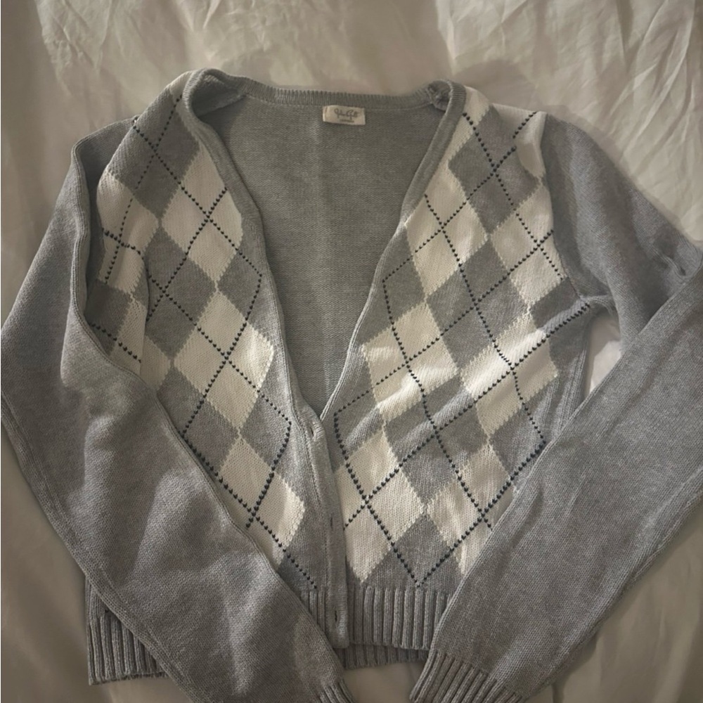 Brandy Melville Gray and White Cardigan